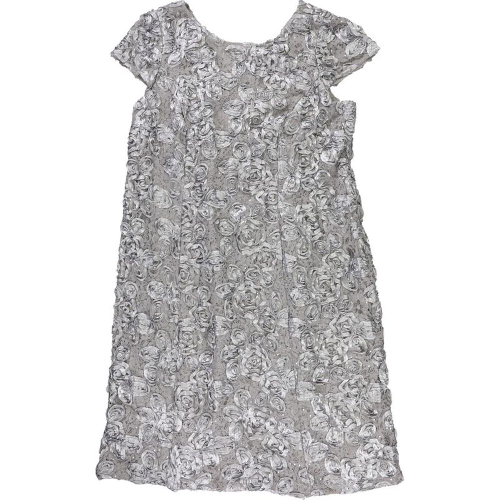 Alex Evenings Womens Rosettes Lace A-line Dress, Grey, Plus Size, 22W, DM